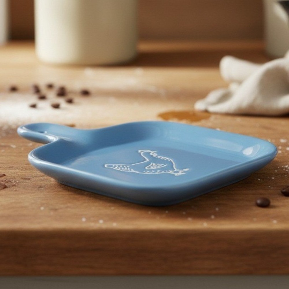 Ankyo Blue Ceramic CHICKEN Serving Platter 7 1/4 x 10
